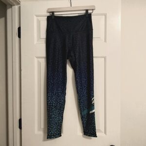 Peleton Ladies Black and Blue Leggings Size L